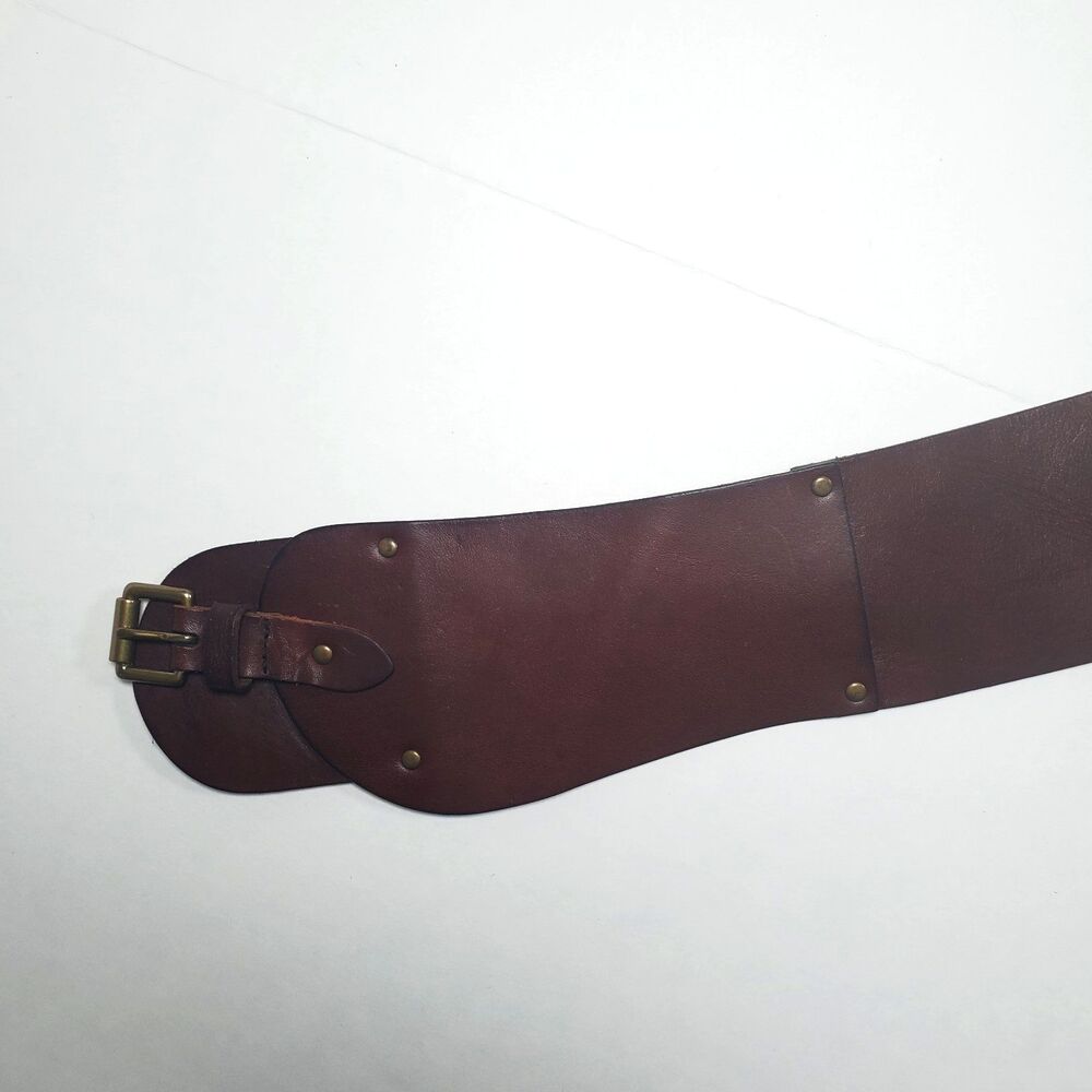 Vtg Banana Republic Women’s Leather Belt Large Brown Corset Wide Fits 39" to 41" - Picture 7 of 10